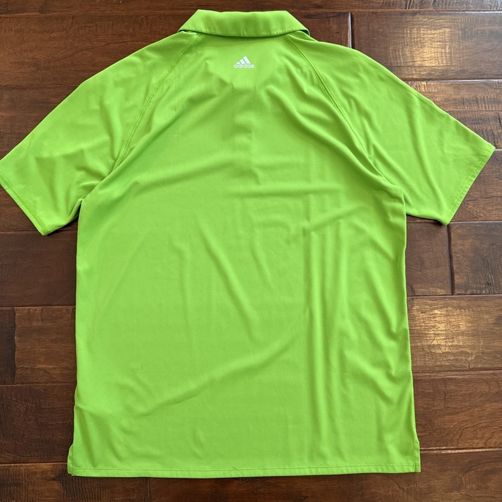 Adidas Polo‎ Shirt Golf Adizero Men's Large Short Sleeve Lime Green Reflective - Picture 5 of 8